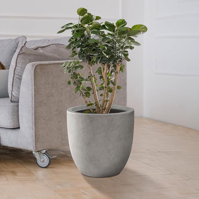 Kante 13.4" Dia Round Concrete Planter, Large Outdoor Modern Indoor Decorative - Image 3
