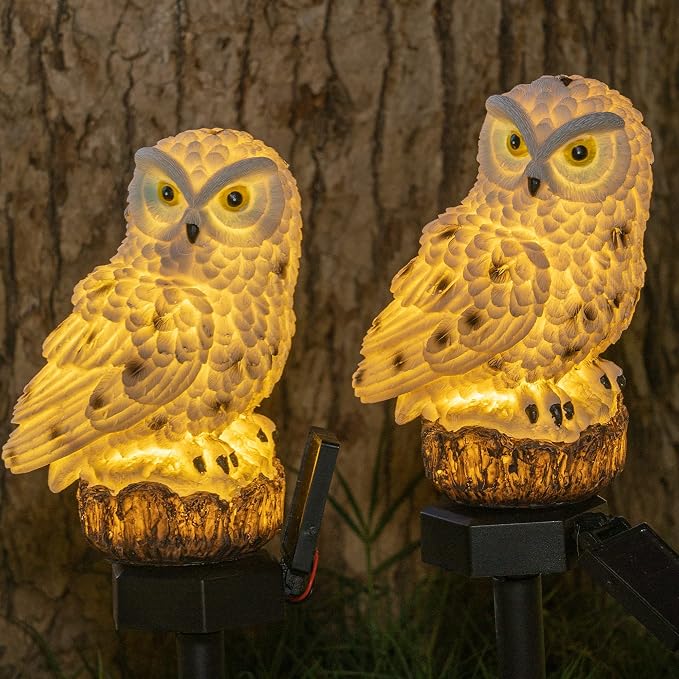 Dazzle Bright 2 Pack Owl Figure Solar LED Lights, Resin Garden Waterproof - Image 6