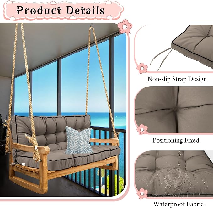 2-3 Seat Swing Replacement Cushion, Outdoor Bench Cushions - Image 4