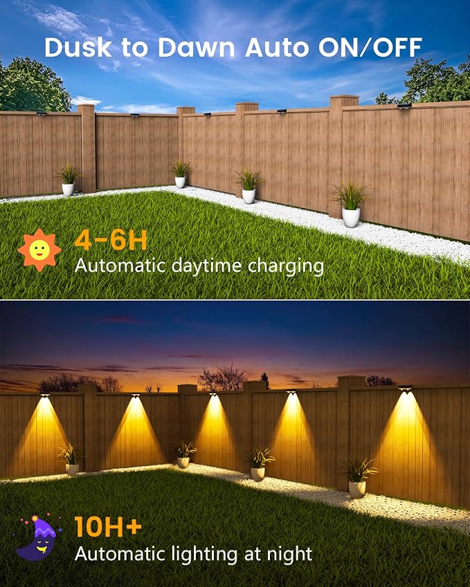 Solar Fence Lights Outdoor Waterproof, 80 Lumens Solar Lights - Image 5
