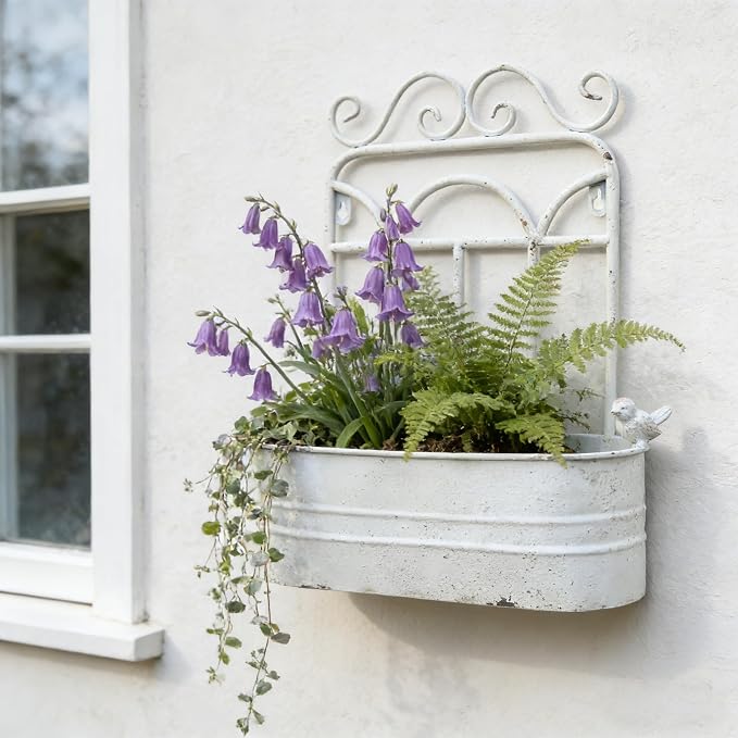 Rustic Metal Wall Planter Vintage Wall Mounted Flower Pot Distressed Wall - Image 8