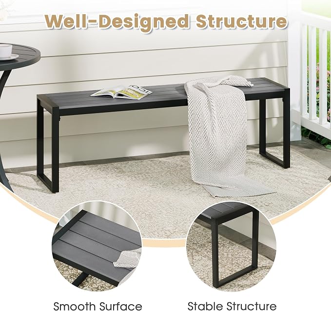 VICLLAX 3-Person Outdoor Bench, 2 Pieces 53" Long Garden Bench Backless Porch - Image 5