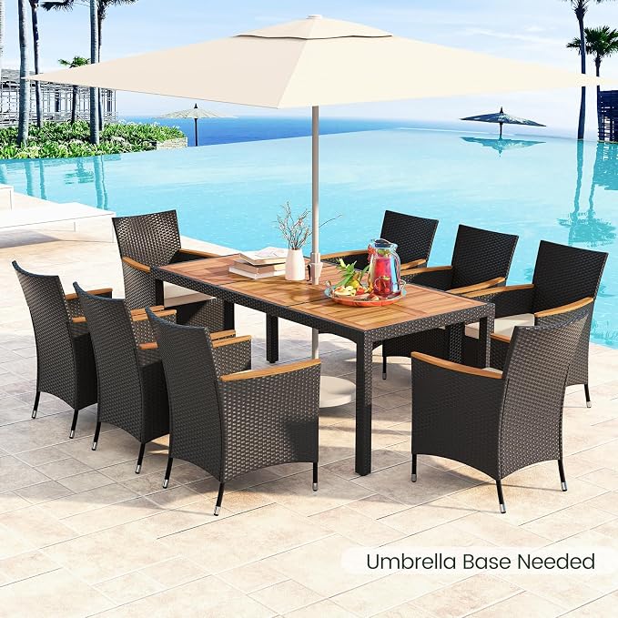 Tangkula 9 Pieces Rattan Outdoor Dining Set - Image 2
