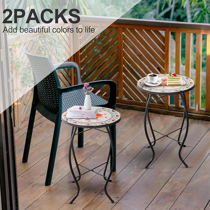 2PCS 12 Inch Small Outdoor Side Table - Image 4