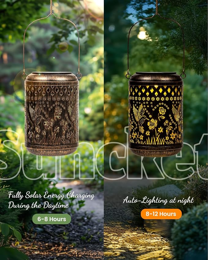 Christmas Outdoor Decor Solar Lanterns Hanging Waterproof, Solar Lights Metal - Image 6