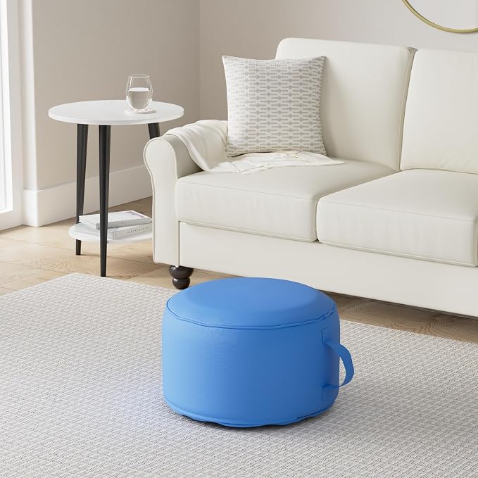 QILLOWAY Indoor/Outdoor Inflatable Stool, Round Ottoman, All Weather Foot Rest - Image 2