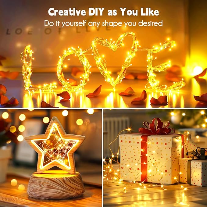 Minetom Fairy Lights Plug in, 33Ft 100 LEDs Waterproof Silver Wire Firefly - Image 3