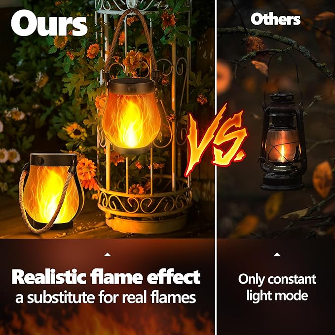 iBaycon 1 Pack Solar Lanterns Lights, Halloween Flickering Flame Garden Lights - Image 7