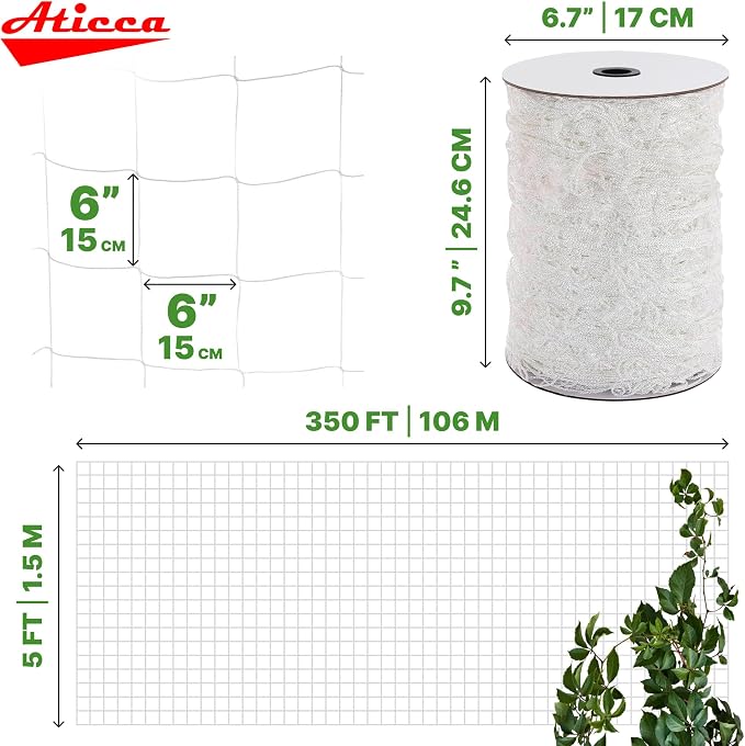 Trellis Netting 5 x 350 ft Heavy Duty Polyester Plant Support Netting White - Image 2