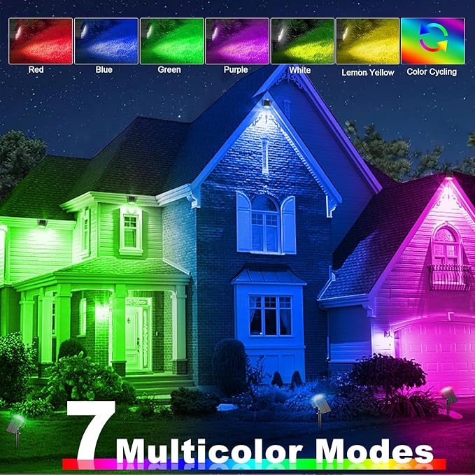 LANSOW Solar Spot Lights Outdoor Color Changing, Christmas Landscape Spotlights - Image 2