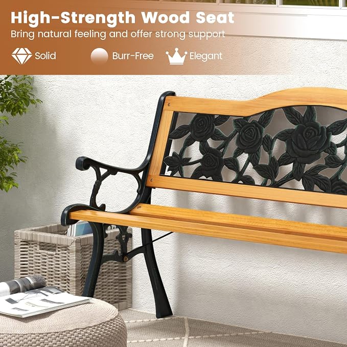 Tangkula Outdoor Garden Bench Park Bench, Patio Furniture Bench Chair - Image 5