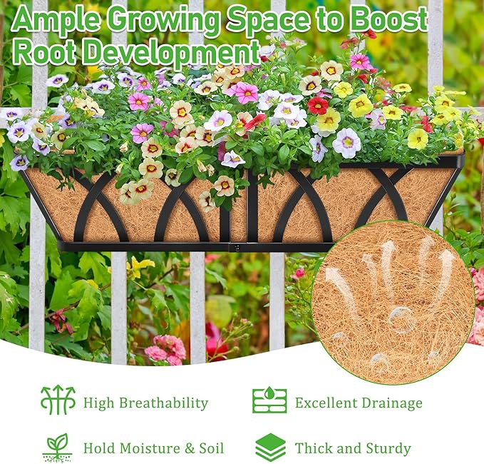 Riare 2 Pack 24 Inch Metal Railing Planter Window Box - Image 6