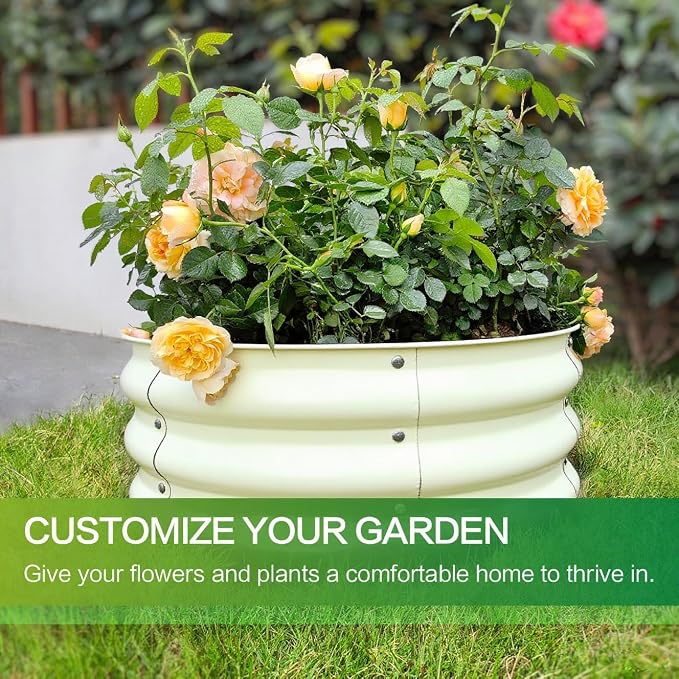 GARDMAX 2x2x1FT Galvanized Round Raised Garden Bed Kit, Metal Planter Boxes - Image 3