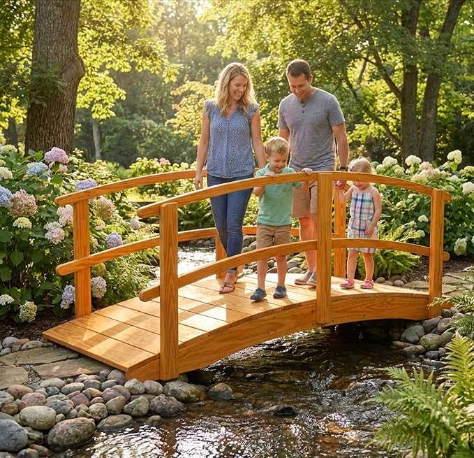 8 FT Natural Amish Made Garden Bridge - Image 7