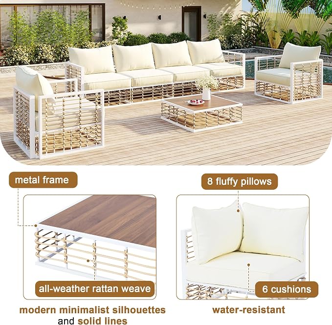 7-Piece Metal Patio Sectional Sofa Set, Free Combination Sofa Set - Image 5