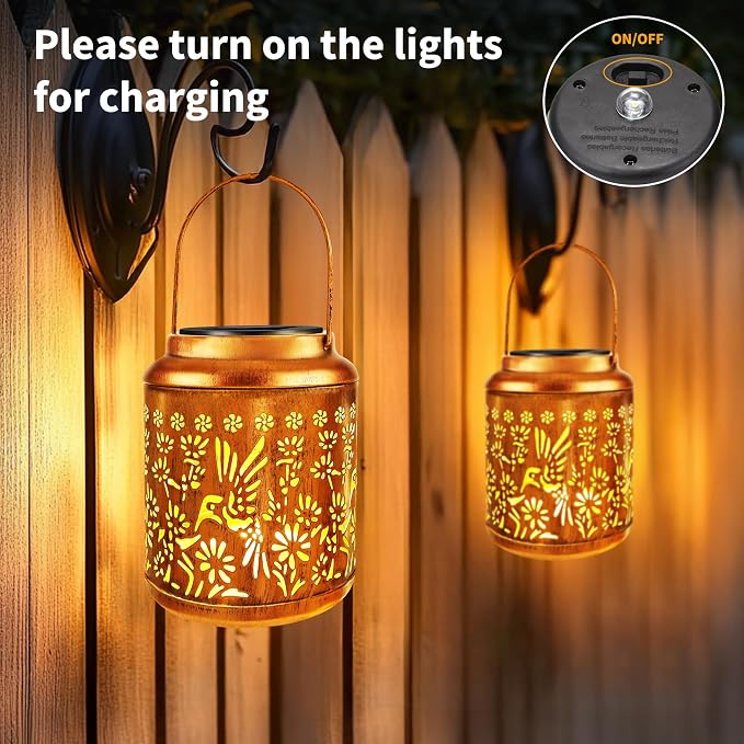 Brizled Hummingbird Solar Lanterns, 2 Pack Outdoor Lanterns Christmas Birthday - Image 6