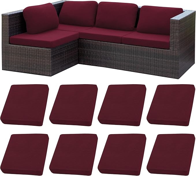 8Pcs Stretch Patio Cushion Covers, Outdoor Couch Covers Replacement, Outdoor by BIETYONE