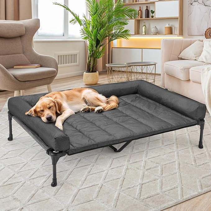 Veehoo Cooling Elevated Dog Bed Add Removable Waterproof Bolster Cushion Mat - Image 7
