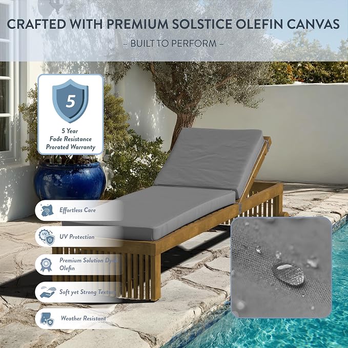 California Umbrella Outdoor Chaise Lounge Cushion, 24 x 78 Inch, Premium - Image 4