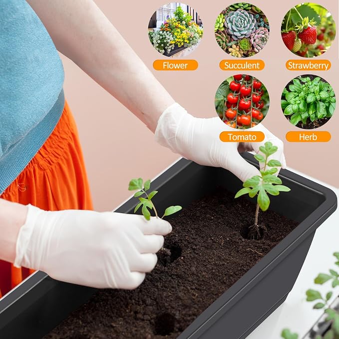 smusei 4 Pack 17 Inch Deck Railing Planter Boxes Window Boxes Planters - Image 7