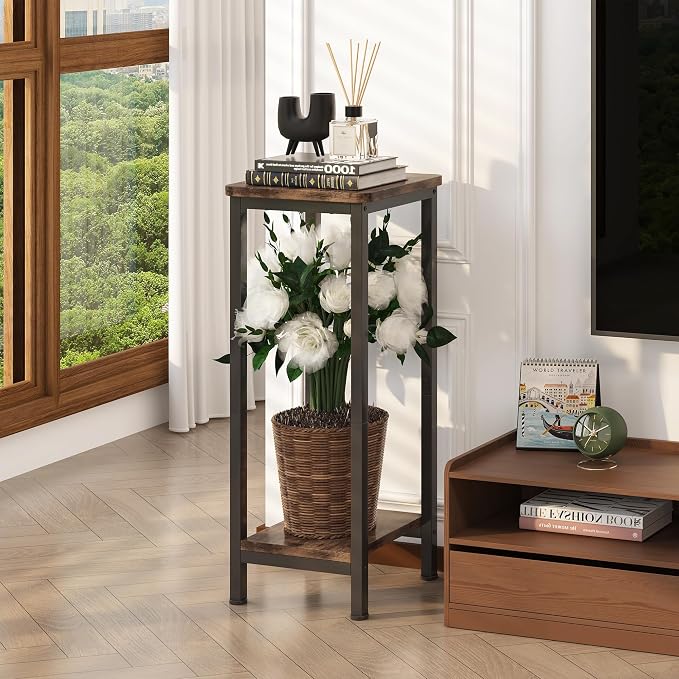 Homeiju Plant Stand Indoor, 2 Tier Wood Corner Plant Stand, Modern Square Plant - Image 6