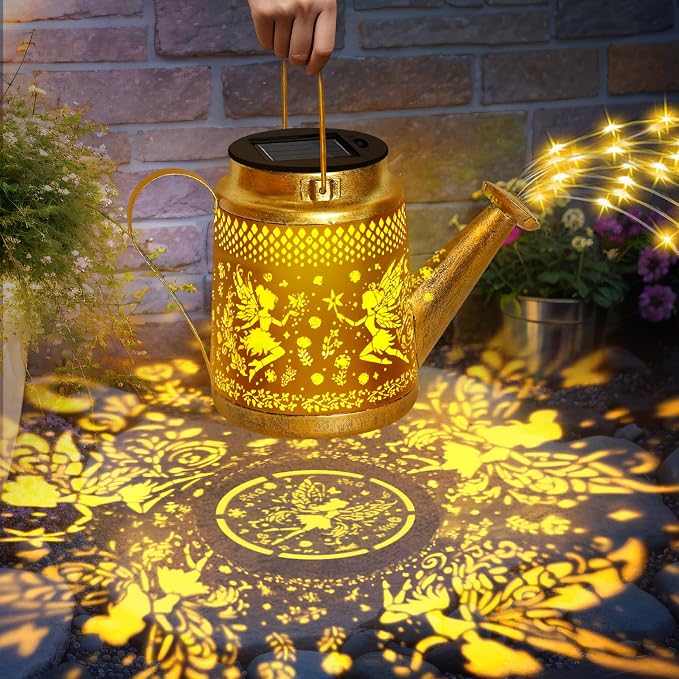 Solar Watering Can Lights Outdoor Garden Decor, Large Fairy Hanging Lantern - Image 8