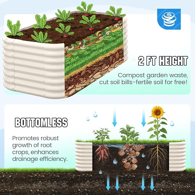 Quictent Galvanized Raised Garden Bed Kit, Strengthened by Crossbar - Image 5