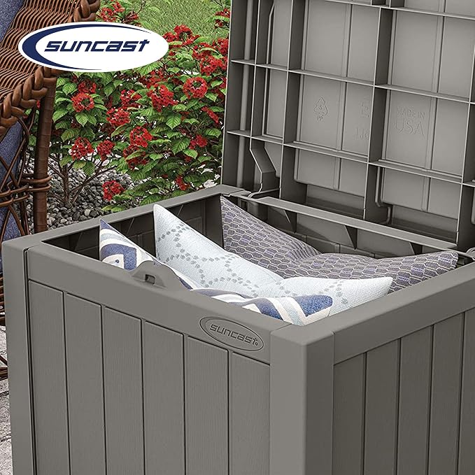 Suncast 22 Gallon Indoor or Outdoor Backyard Patio Small Storage Deck Box - Image 5