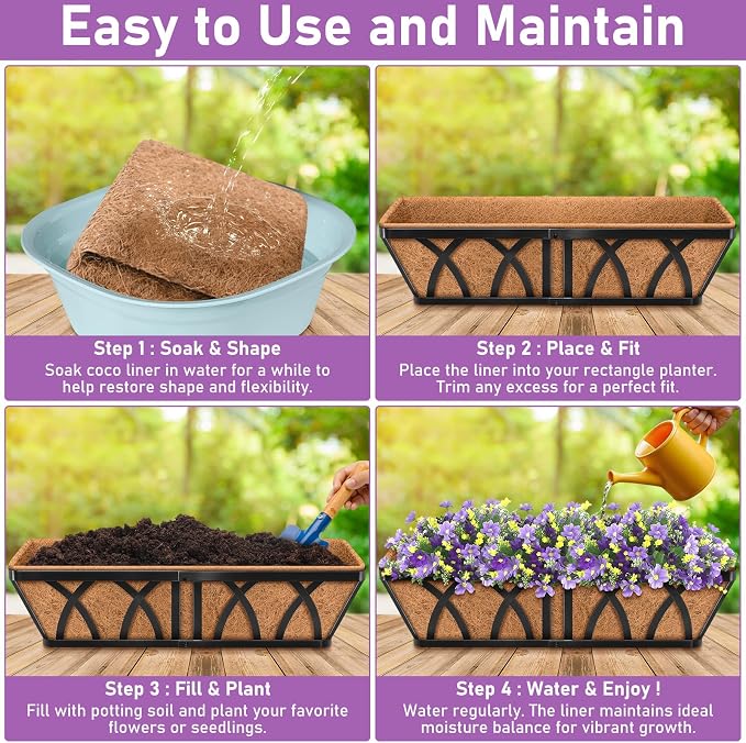 Riare 4 Pack 30 Inch Rectangle Coconut Liners - Image 4