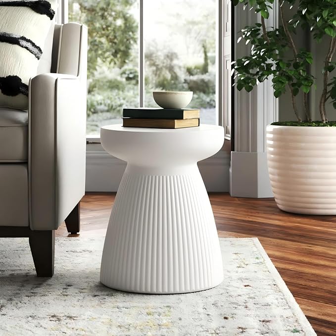 Christopher Knight Home Luce Round Side Table, Outdoor Concrete End Table - Image 4