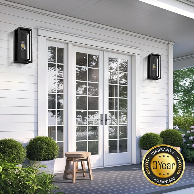 15" Large Outdoor Light Fixture Wall Mount, Matte Black Outdoor Sconce Lights - Image 2