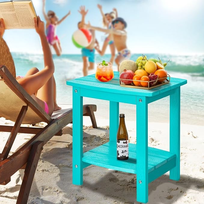 Y&M Outdoor Side Table, HIPS Adirondack Small Double Layer Table, Waterproof - Image 8
