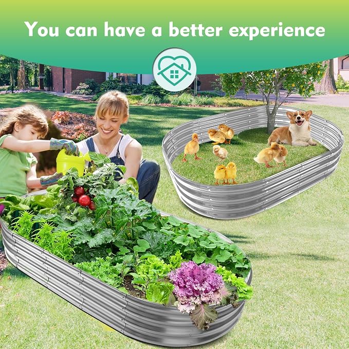 6X3X1 FT Oval Galvanized Metal Garden Raised Bed/Plant Box - Image 4