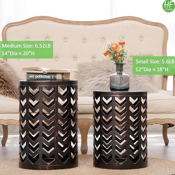 HFHOME Multifunctional Nesting Round Metal Coffee End Tables - Image 4