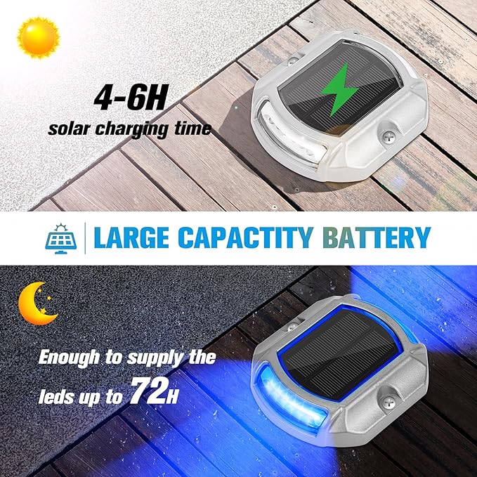 VOLISUN Solar Driveway Lights Dock Deck Lights 12 Pack, 2 Colors in 1, LED - Image 3
