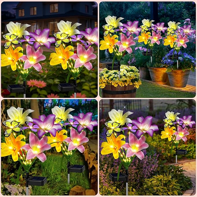 Solar Garden Lights Outdoor, 4 Pack Flower Lights - Image 6