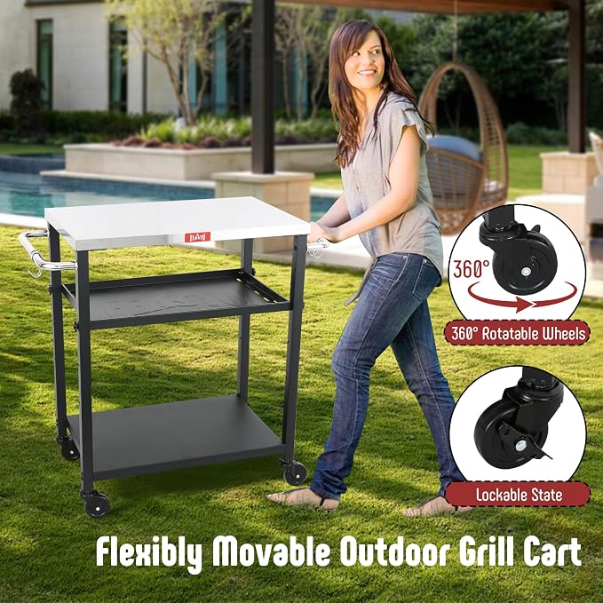 3-Shelf Grill Table, Pizza Oven Stand - Image 2