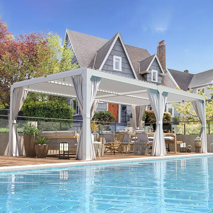EROMMY Louvered Pergola 12' x 20' Outdoor Hard Top Pergola by EROMMY