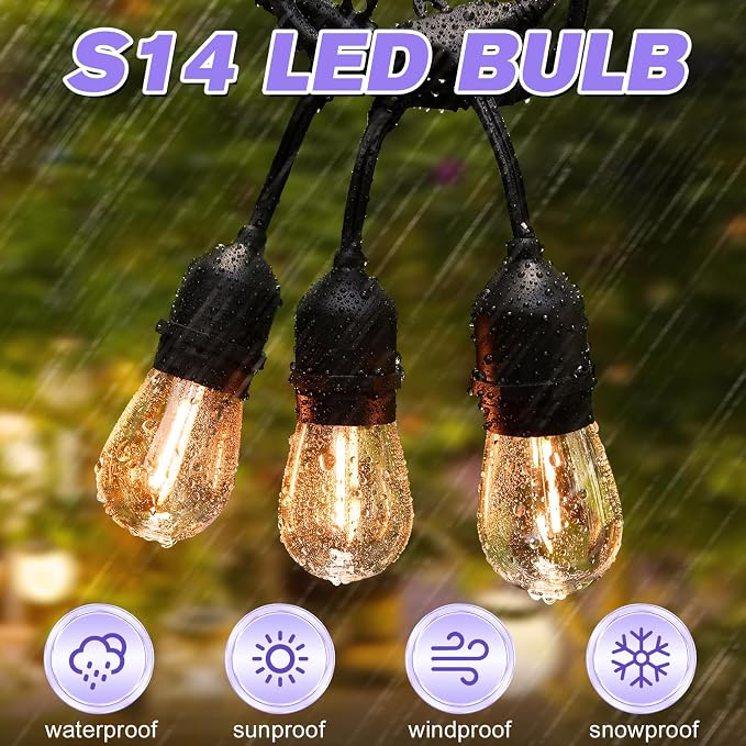 28 Pack S14 Bulbs for Outdoor String Lights, Shatterproof LED Replacement Bulbs - Image 3
