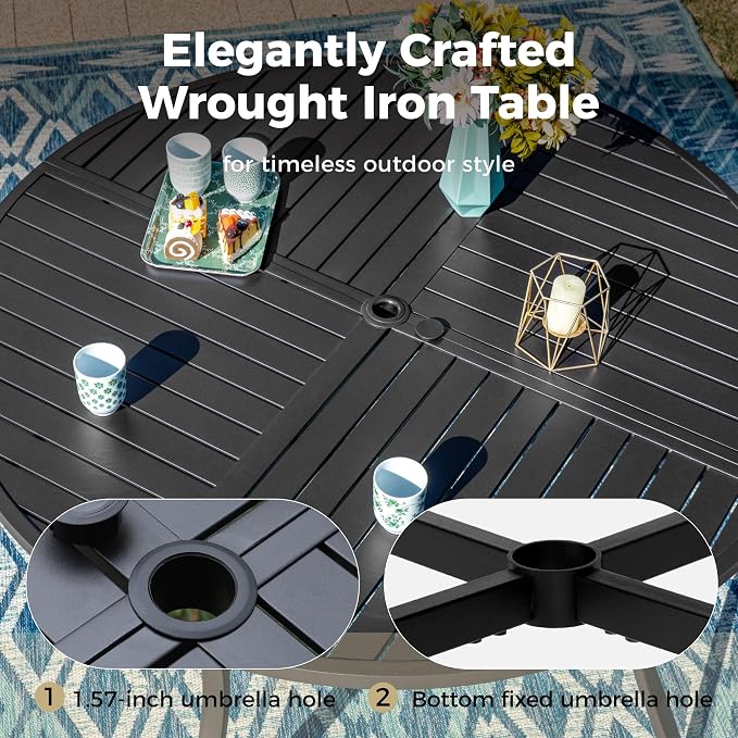 7 Pieces Round Outdoor Dining Set - Image 7