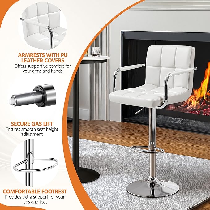 Yaheetech Bart Stools Set of 4, PU Leather Adjustable Barstools - Image 5