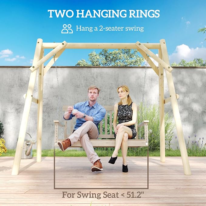 Outsunny 660 lbs Porch Swing Frame, Heavy Duty A-Frame Wooden Swing Stand - Image 4