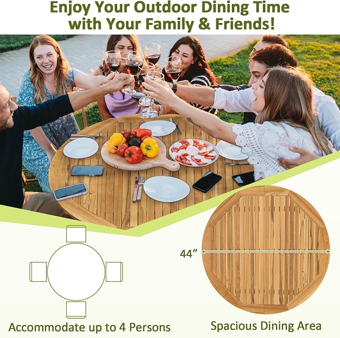 Tangkula 44" Round Outdoor Dining Table - Image 6