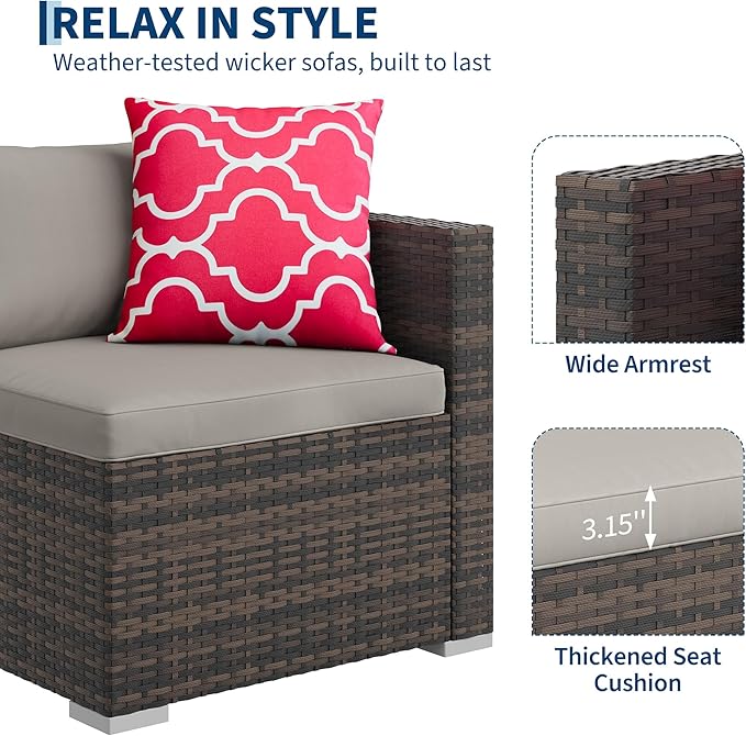 GAOMON 5-Piece All-Weather Patio Furniture Set, Convertible Outdoor Sectional - Image 6