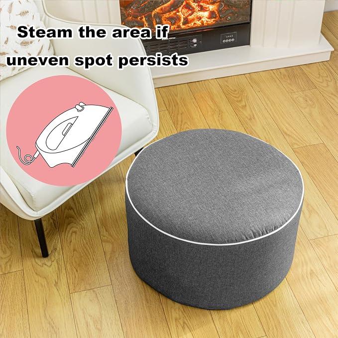 Outdoor Indoor Foam Stuffed Ottoman All Weather Waterproof Round Ottoman - Image 5