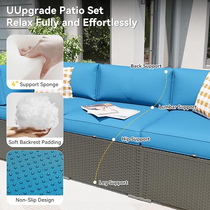 Aoxun Patio Furniture Set, 7 Piece Outdoor Sectional Sofas - Image 2