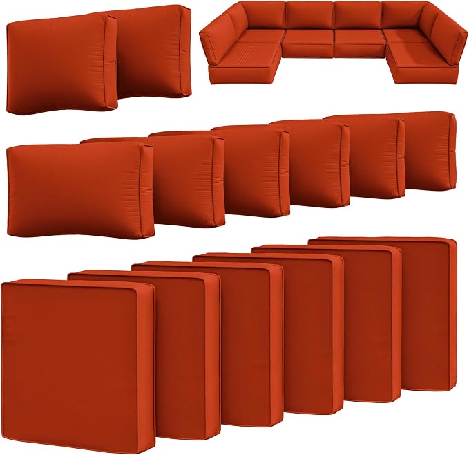 14 Pcs Outdoor Cushion Slipcovers Outdoor Patio Cushion Covers Replacement by Snubbull