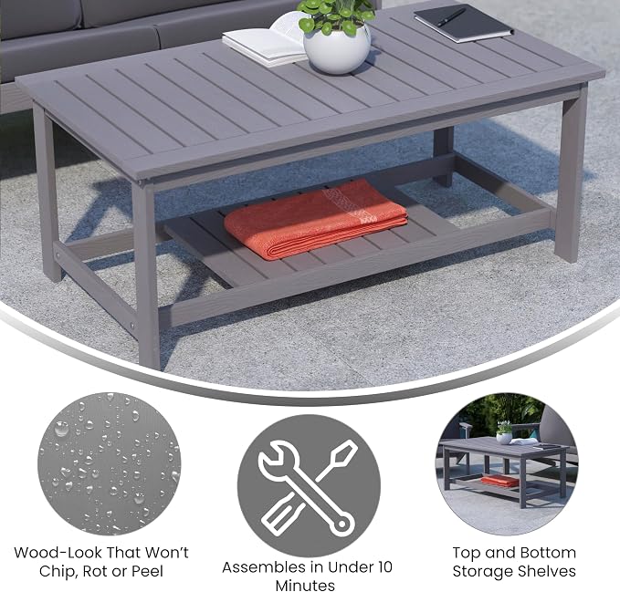 BizChair Two Tiered Commercial Grade Adirondack Coffee Table - Image 5
