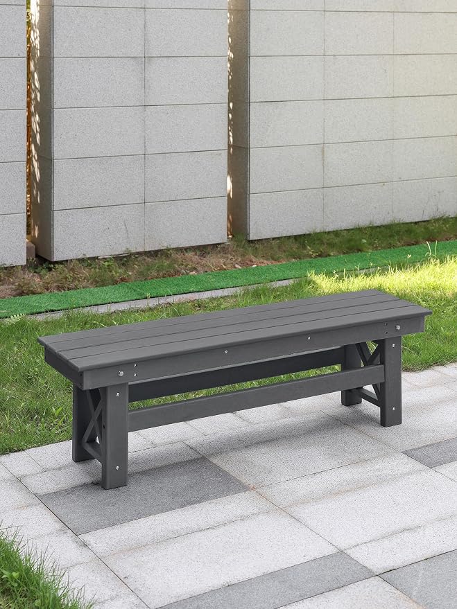 HDPE Outdoor Bench, Poly Lumber Adirondack Benches, Fade-Resistant HDPE Garden - Image 4