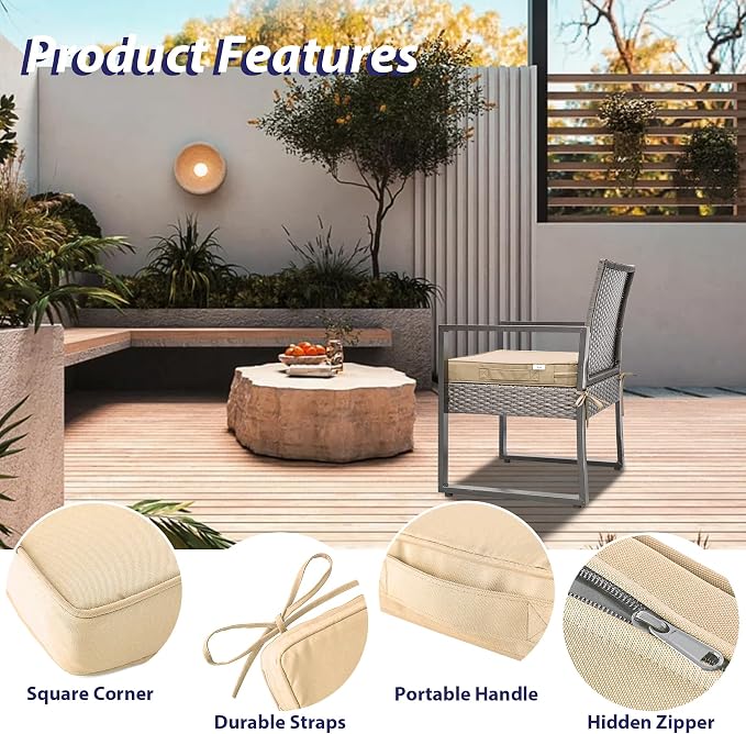 Outdoor Chair Cushions Set of 4 -Waterproof Outdoor Seat Cushions - Image 5